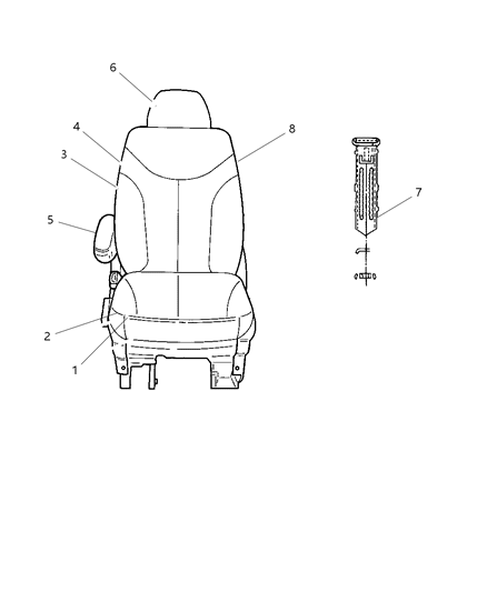 2006 Dodge Grand Caravan Front, Cloth Low Back Diagram 2