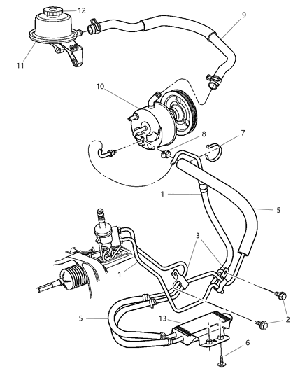 2004 Chrysler Town & Country Reservoir-Power Steering Pump Diagram for 4743063AA