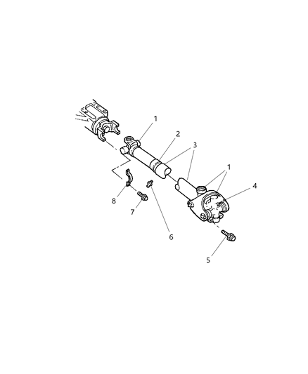 1998 Dodge Dakota Propeller Shaft - Front Diagram