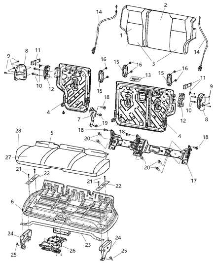 2010 Jeep Grand Cherokee Seat Cushion Foam Diagram for 5143343AA