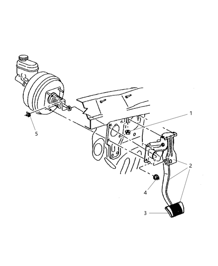 1999 Jeep Grand Cherokee Brake Pedal & Bracket Diagram