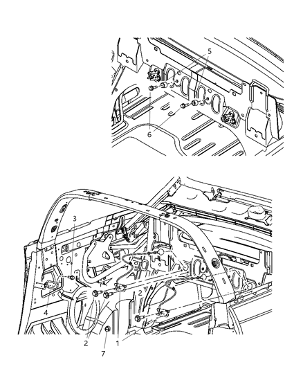 2006 Chrysler PT Cruiser Rear Seat Back Attaching Diagram