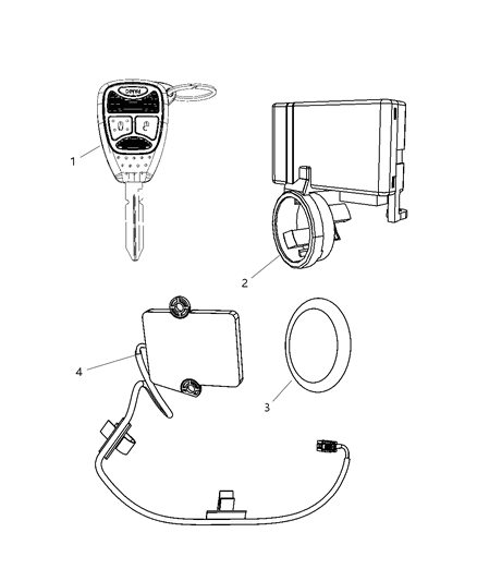 2009 Dodge Nitro Receiver Modules, Keys & Key Fob Diagram