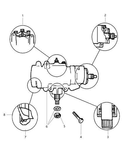 1999 Dodge Durango Gear - Power Steering & Mounting Diagram