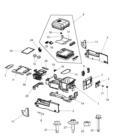 2014 Ram 1500 Floor Console Diagram 3