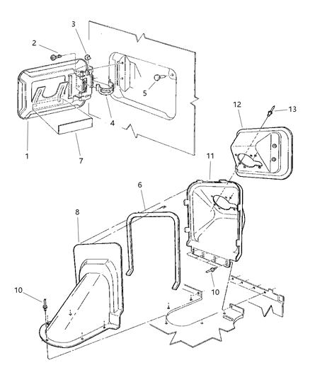 1997 Jeep Cherokee Fuel Filler Housing & Door Diagram