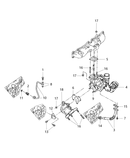 2013 Ram C/V Turbocharger & Oil Hoses / Tubes Diagram