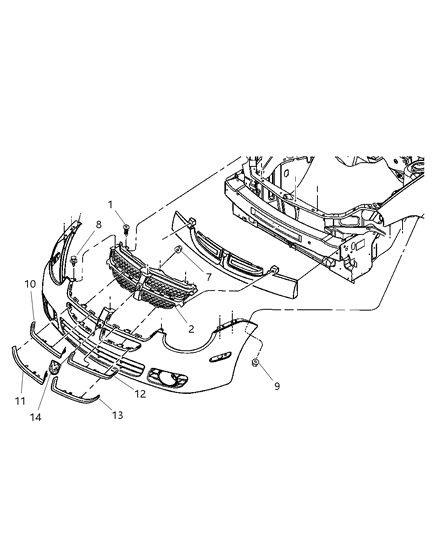 2004 Dodge Neon Grille & Related Parts Diagram