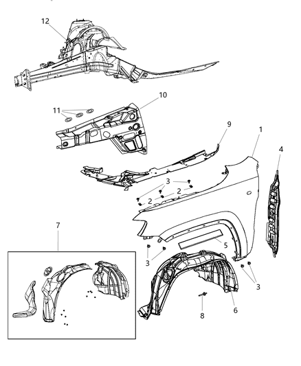 2019 Dodge Durango Fender-Front Diagram for 55369735AC