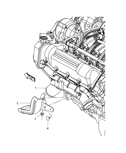 2007 Dodge Dakota Engine Oil Drip Trough & Mounting Diagram