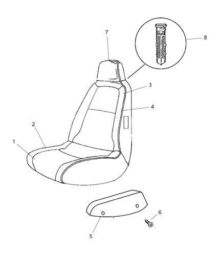 2003 Dodge Neon Front Seat Back Cover Diagram for XL011L5AA