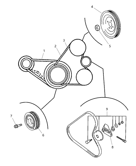 1999 Chrysler Sebring Belts And Pulleys Diagram 1