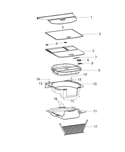 2016 Jeep Cherokee Latch-Load Floor Cover Diagram for 1ZW63DX9AA