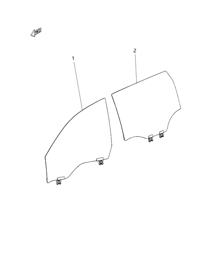 2015 Jeep Cherokee Glass, Front & Rear Door Diagram