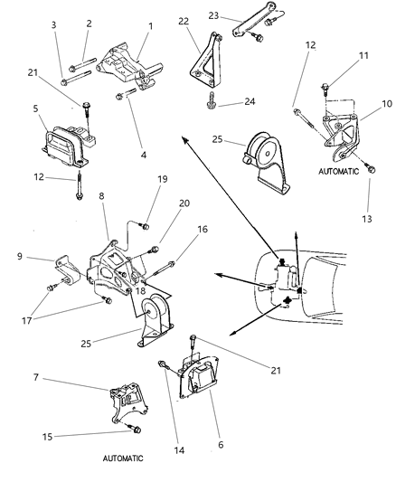 1999 Dodge Stratus Engine Mounts Diagram 3