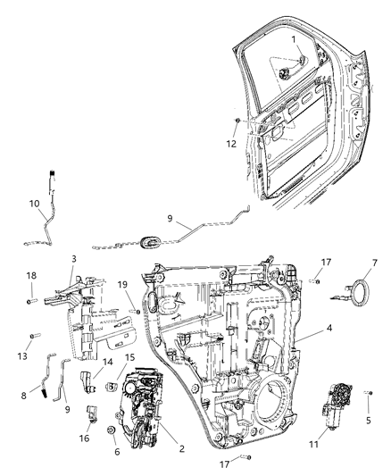 2008 Jeep Liberty Window Regulator Diagram for 68033459AA