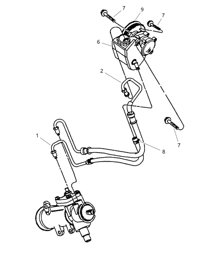 1997 Jeep Wrangler Power Steering Hoses And Reservoir Diagram 2