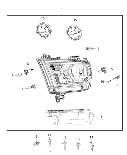 2019 Ram 1500 Bracket-Grille Diagram for 68293114AA