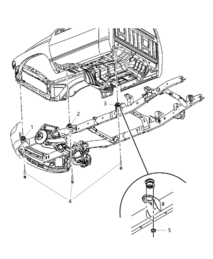 2020 Ram 3500 Cab Chassis(<10K lb.) Body Hold Down Diagram 1