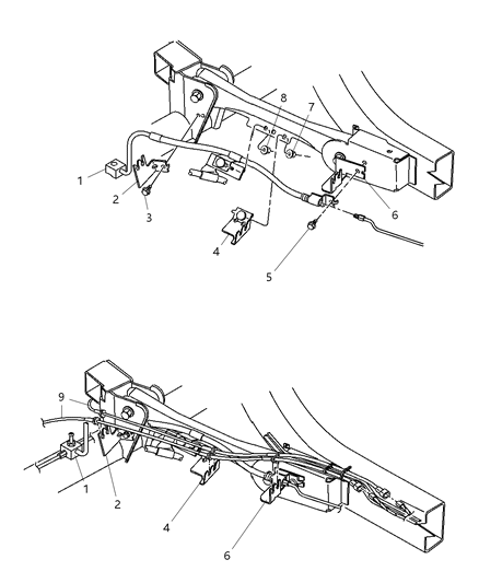 2001 Jeep Wrangler Rear Axle Brake Sensor Wiring Brackets & Fasteners Diagram