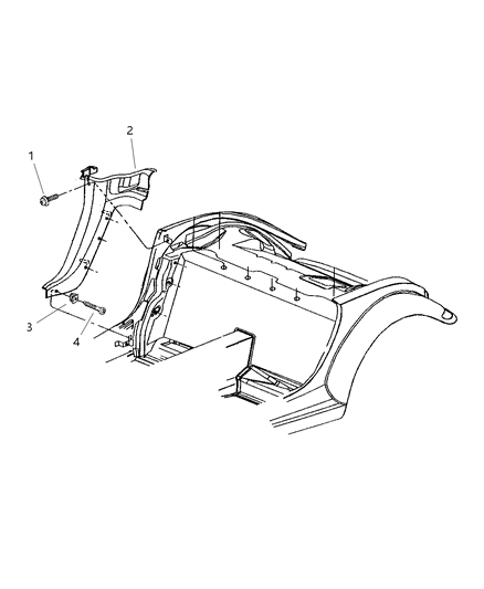 2001 Chrysler Prowler Bracket-Quarter Trim Diagram for 4815386