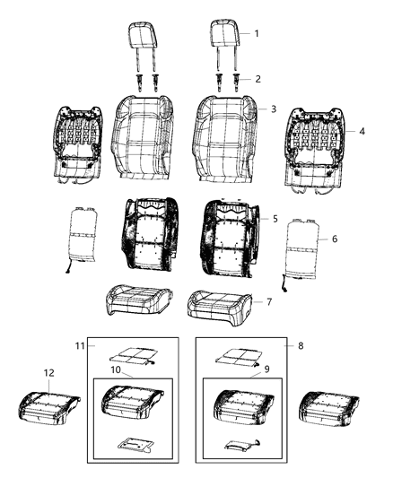 2021 Jeep Wrangler Cover-Front Seat Back Diagram for 7DZ04BDQAA