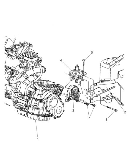 2006 Chrysler Town & Country Mount, Transaxle Left And Bracket Diagram 2