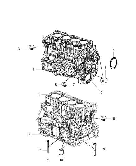 2012 Jeep Compass Engine-Short Block Diagram for 5183905AE