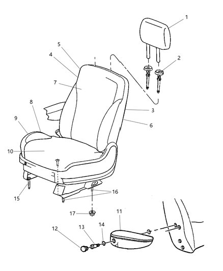 2008 Chrysler Pacifica Front Seat Cushion Cover Diagram for 1MK851DAAA