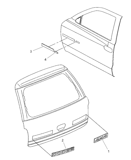 1999 Dodge Durango Decals Diagram