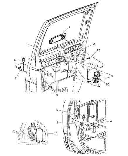 2006 Dodge Dakota Door, Rear Lock & Controls Diagram