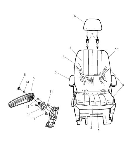 2005 Dodge Grand Caravan Cushion Cover And Pad Diagram for 1AM591J1AA