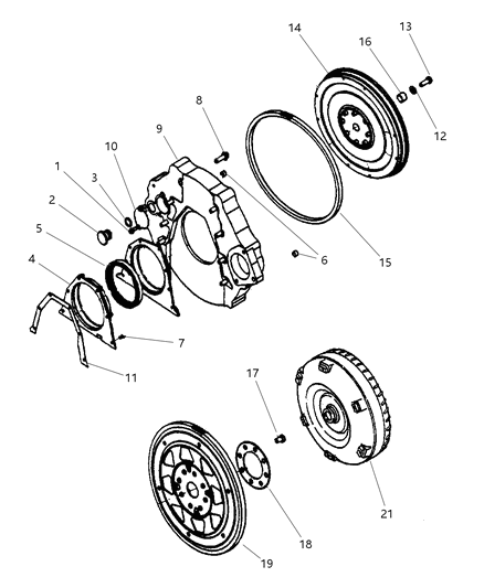 2002 Dodge Ram 3500 Crankshaft , Piston , Flywheel & Torque Converter Diagram 3