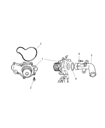 2005 Jeep Wrangler Tube-Water Pump Inlet Diagram for 53010517AC