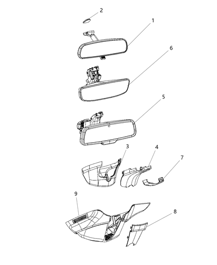 2019 Ram 4500 Mirror - Inside Rearview Diagram