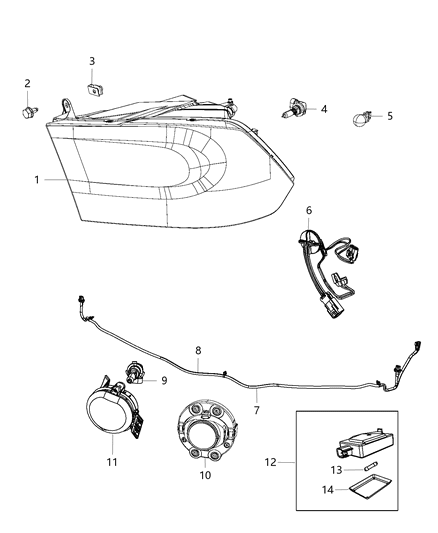 2015 Ram 1500 Headlight, Driver Side Diagram for 68093217AD