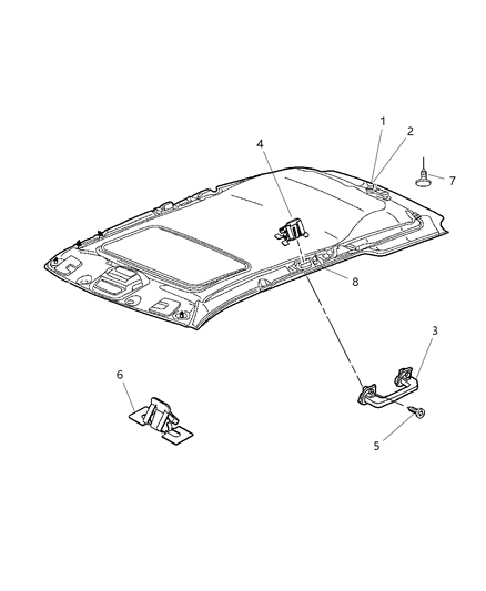 2007 Jeep Grand Cherokee Headliner Diagram for 1GH46BD1AA