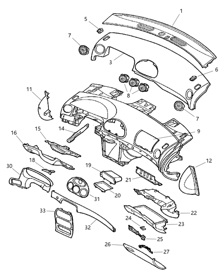 1999 Chrysler LHS Cover-Steering Column Diagram for PD51RK5AD