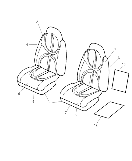 2002 Dodge Durango Front Seat Cushion Driver Cover Diagram for XB691DVAA