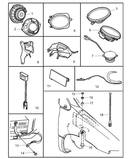 2000 Dodge Caravan Speakers-Antenna Diagram