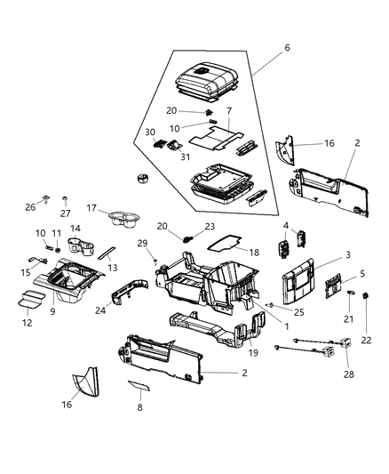 2017 Ram 3500 Cap-Console Diagram for 5NA012X9AA