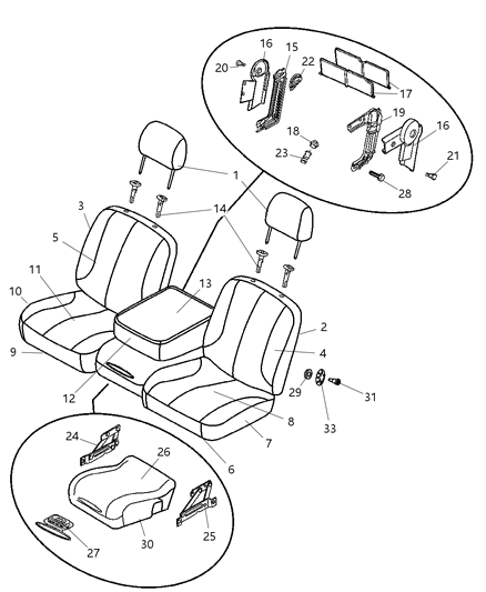 2009 Dodge Ram 3500 Pickup Front Seat - Split Seat Diagram 1