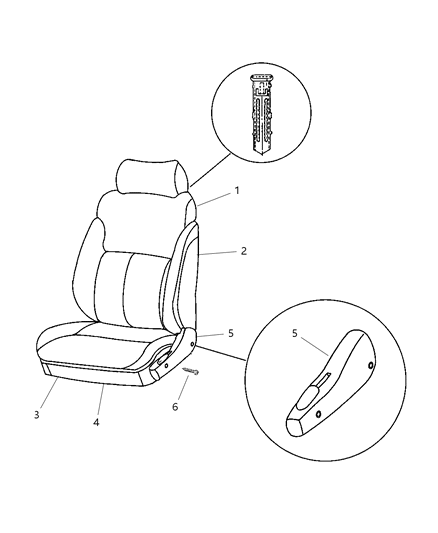 2005 Dodge Neon Seat Back-Front Diagram for 1DA501DVAA