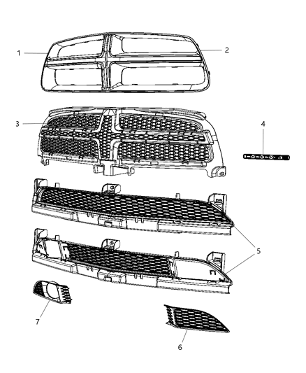 2011 Dodge Charger Grilles & Related Items Diagram