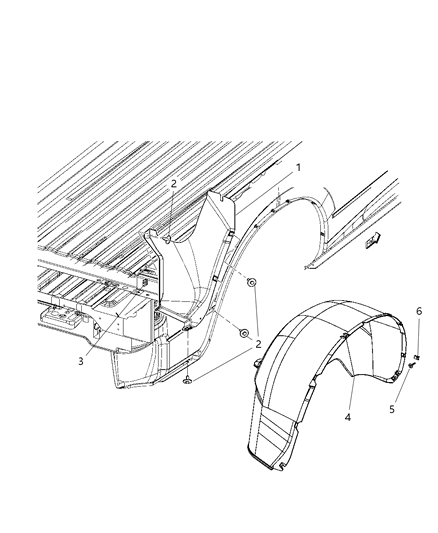 2010 Dodge Ram 1500 Shield-WHEELHOUSE Diagram for 68055649AA