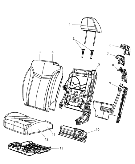 2009 Chrysler Sebring HEADREST-Front Diagram for 1FS771J3AB