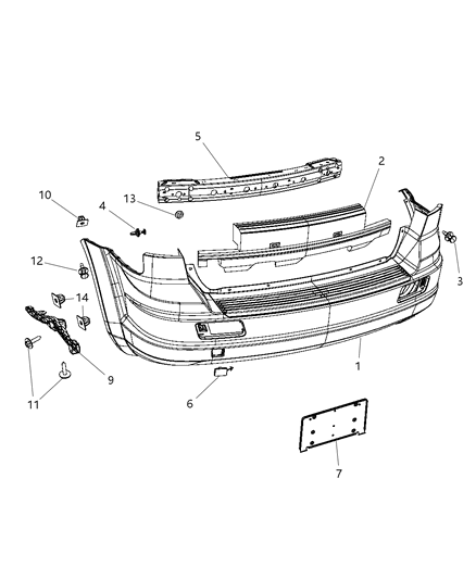 2010 Dodge Journey Rear Bumper Cover Diagram for 68034219AC