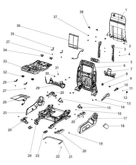 2010 Dodge Caliber Adjusters, Recliners & Shields - Driver - Power Diagram