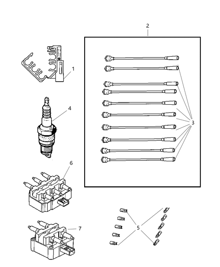 2005 Dodge Viper Spark Plugs, Cables & Coils Diagram