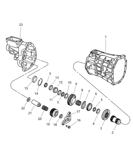 2005 Dodge Viper Reverse Idler & Driven Gears Diagram